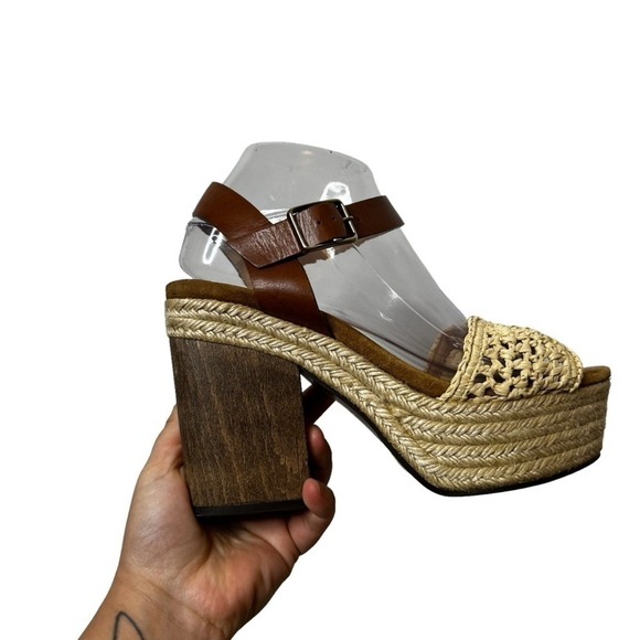 CASTAÑER Leather Colorblock Neutral Pattern Chunky Block Heel Sandals - Picture 11 of 16